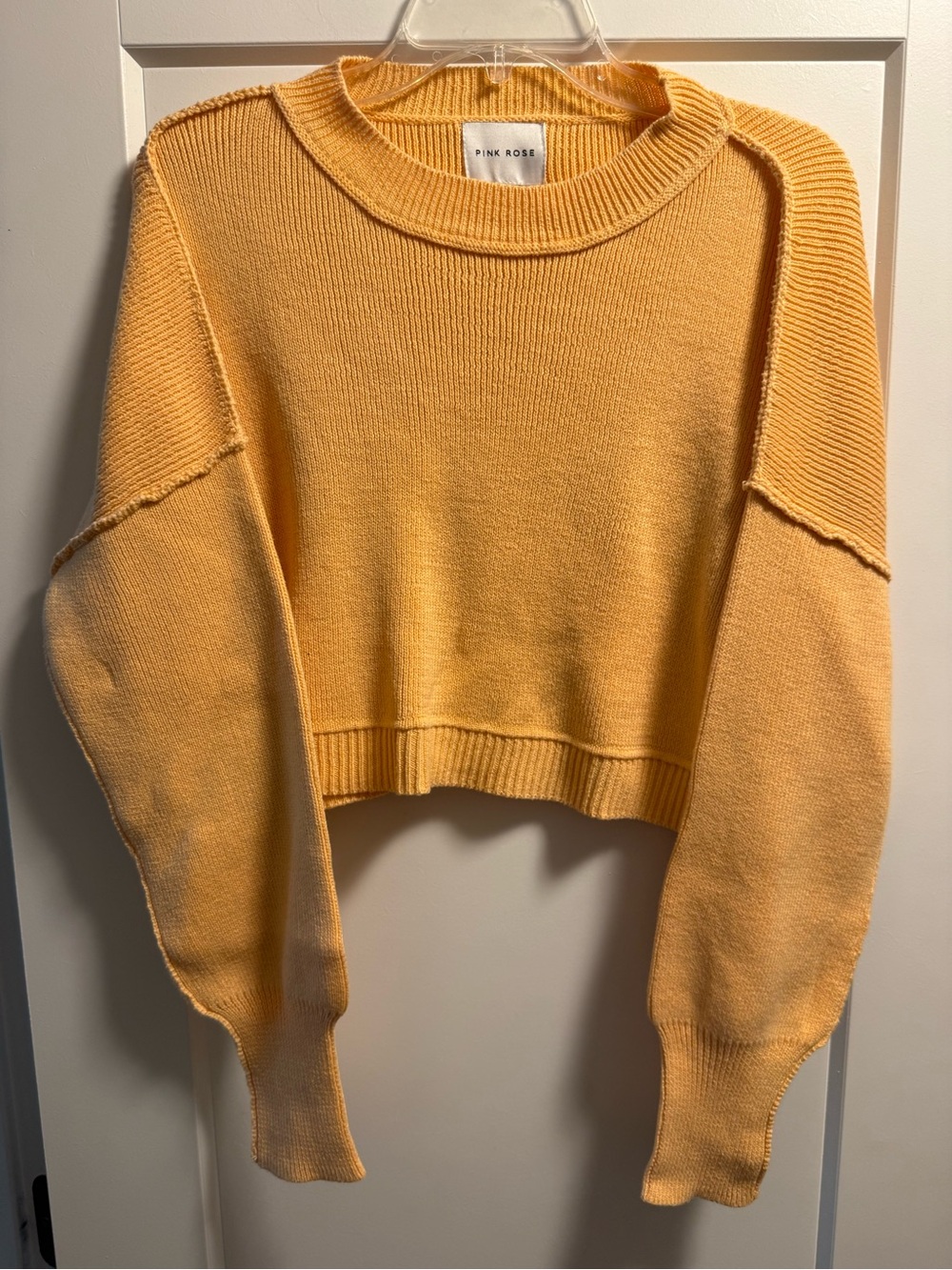 PINK ROSE Women's Crew Neck Sweater in Orange Yellow